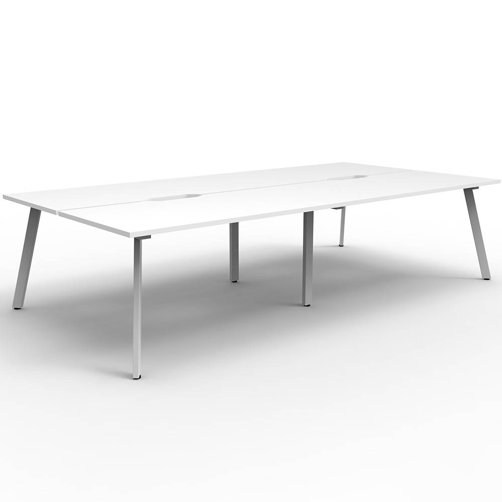 RAPIDLINE ETERNITY WORKSTATION 4 PERSON BACK TO BACK 1500 X 750MM NATURAL WHITE / WHITE SATIN