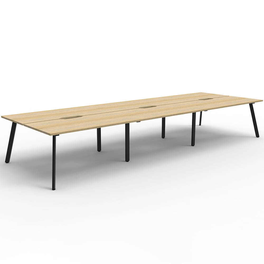 RAPIDLINE ETERNITY WORKSTATION 6 PERSON BACK TO BACK 1200 X 750MM NATURAL OAK / BLACK