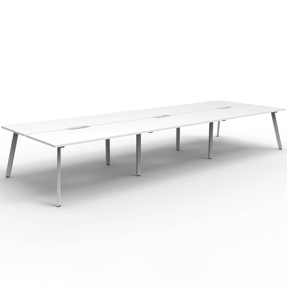 RAPIDLINE ETERNITY WORKSTATION 6 PERSON BACK TO BACK 1200 X 750MM NATURAL WHITE / WHITE SATIN