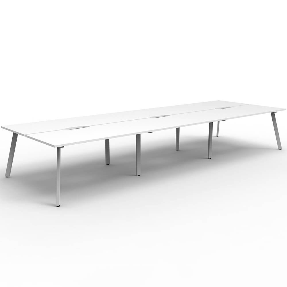 RAPIDLINE ETERNITY WORKSTATION 6 PERSON BACK TO BACK 1500 X 750MM NATURAL WHITE / WHITE SATIN