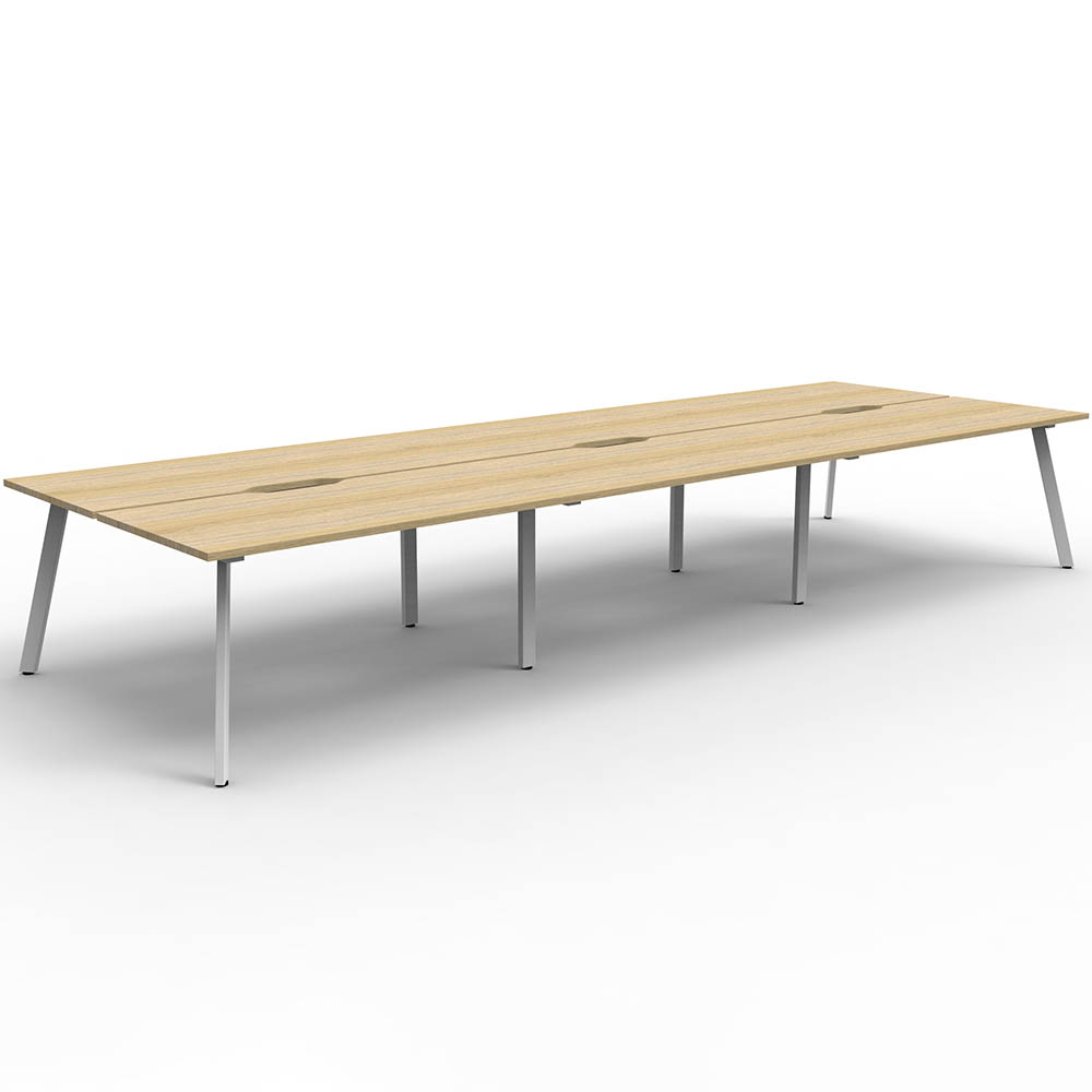 RAPIDLINE ETERNITY WORKSTATION 6 PERSON BACK TO BACK 1800 X 750MM NATURAL OAK / WHITE SATIN