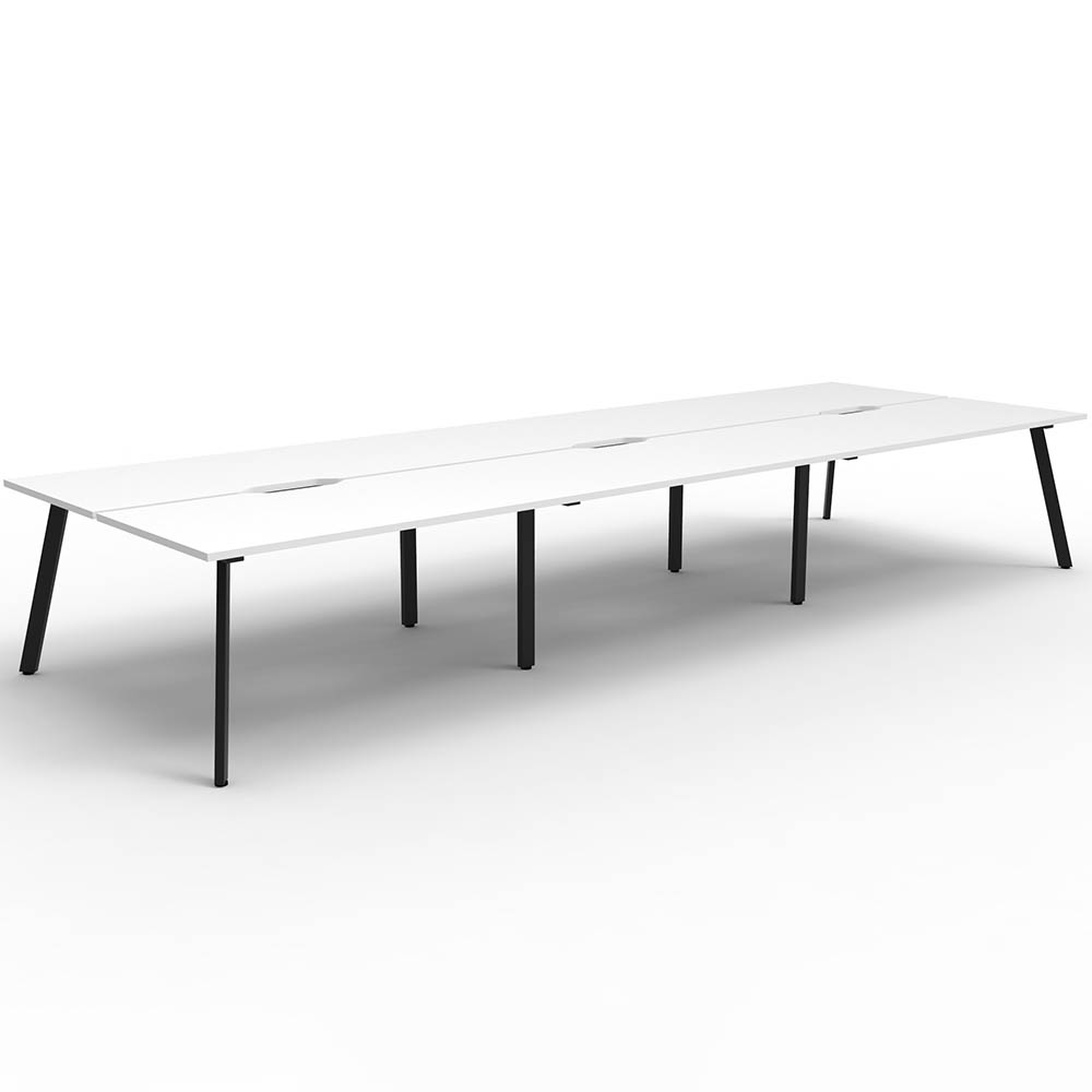 RAPIDLINE ETERNITY WORKSTATION 6 PERSON BACK TO BACK 1800 X 750MM NATURAL WHITE / BLACK