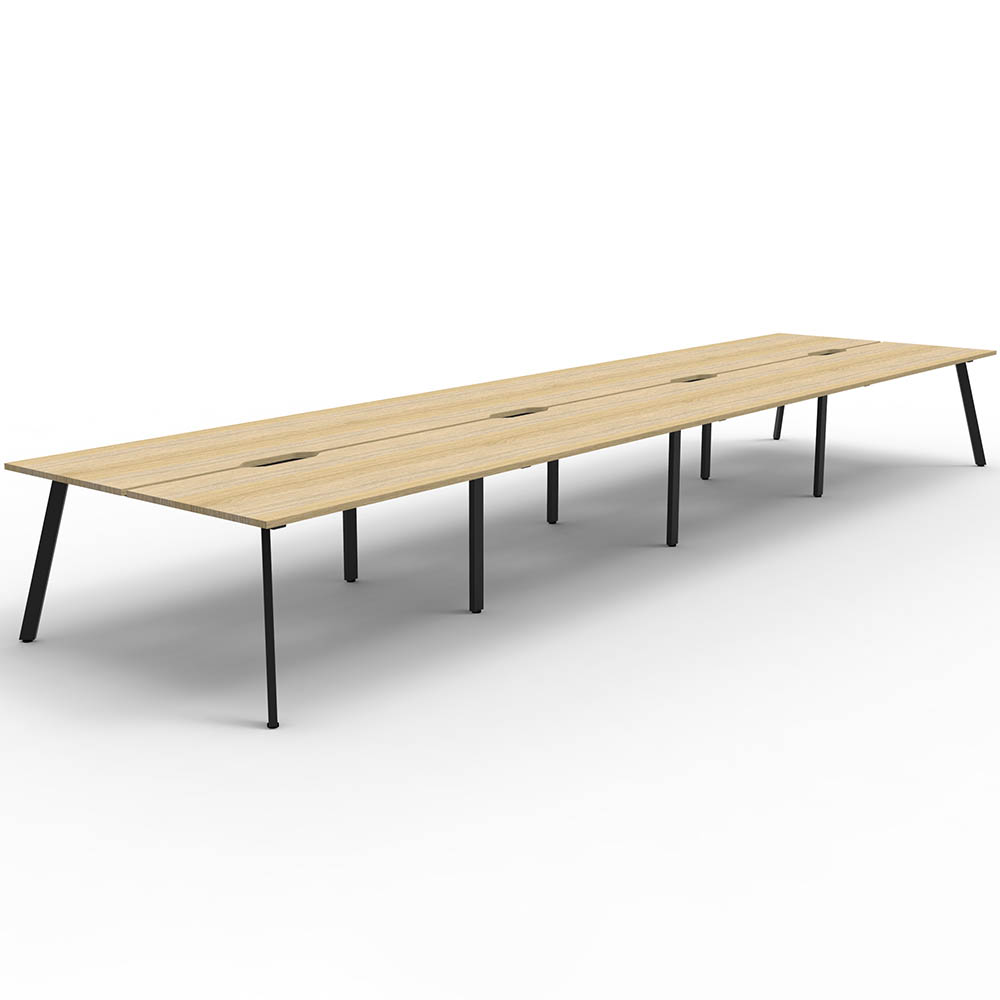 RAPIDLINE ETERNITY WORKSTATION 8 PERSON BACK TO BACK 1200 X 750MM NATURAL OAK / BLACK