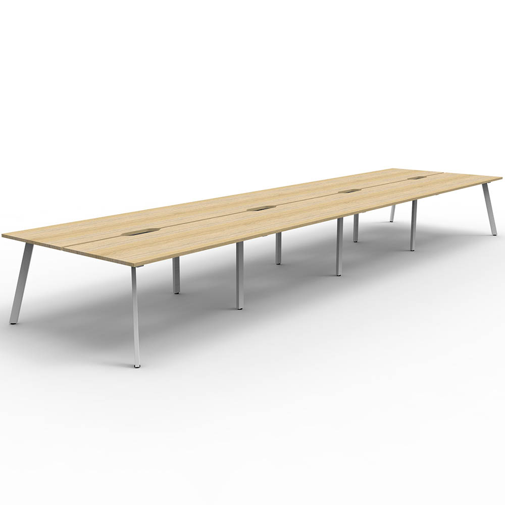 RAPIDLINE ETERNITY WORKSTATION 8 PERSON BACK TO BACK 1200 X 750MM NATURAL OAK / WHITE SATIN