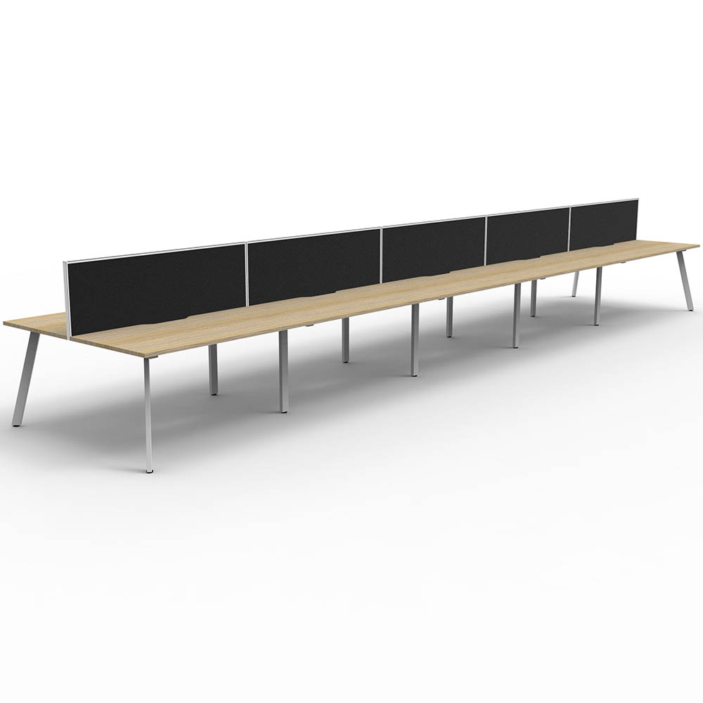 RAPIDLINE ETERNITY WORKSTATION 10 PERSON BACK TO BACK 1200 X 750MM WITH SCREEN NATURAL OAK / WHITE SATIN
