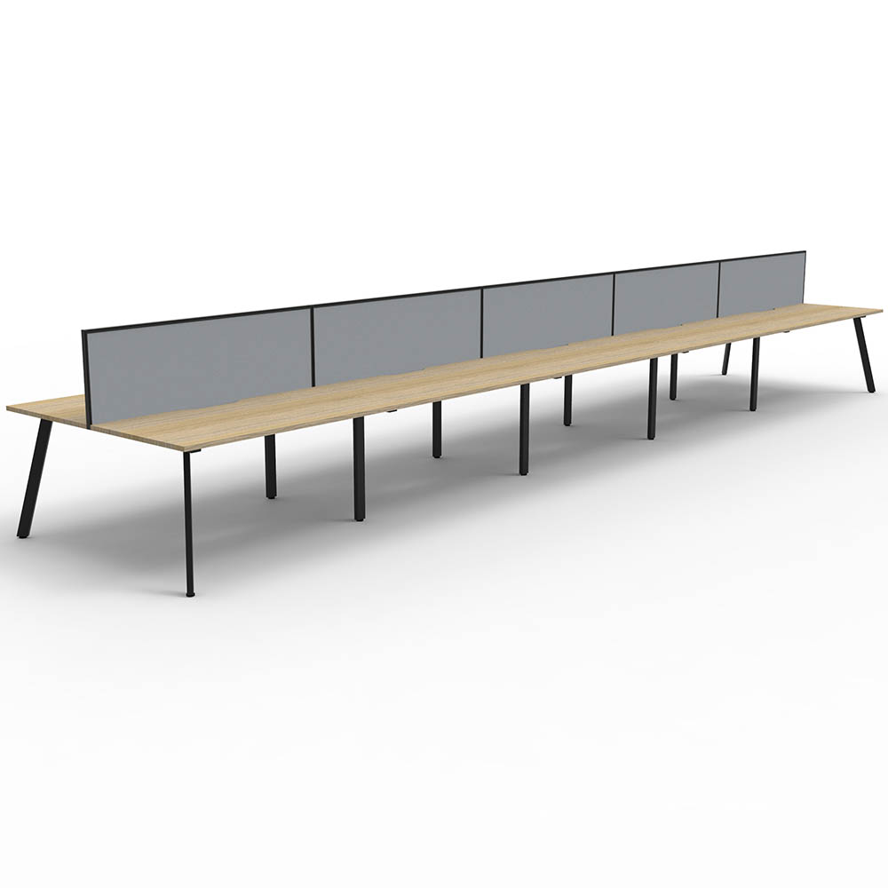 RAPIDLINE ETERNITY WORKSTATION 10 PEOPLE BACK TO BACK 1800 X 750MM WITH SCREEN NATURAL OAK / BLACK
