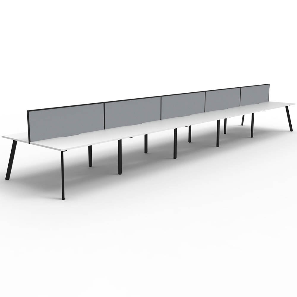 RAPIDLINE ETERNITY WORKSTATION 10 PEOPLE BACK TO BACK 1800 X 750MM WITH SCREEN NATURAL WHITE / BLACK