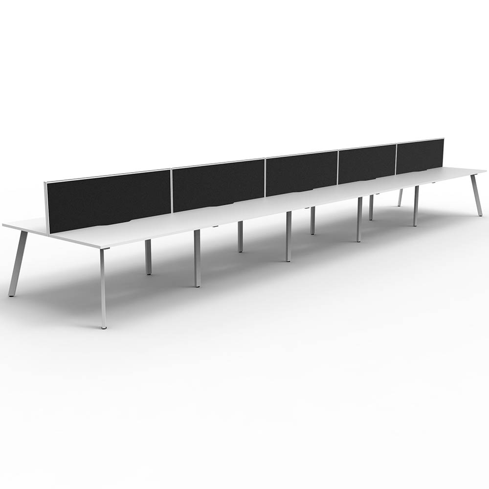 RAPIDLINE ETERNITY WORKSTATION 10 PEOPLE BACK TO BACK 1800 X 750MM WITH SCREEN NATURAL WHITE / WHITE SATIN