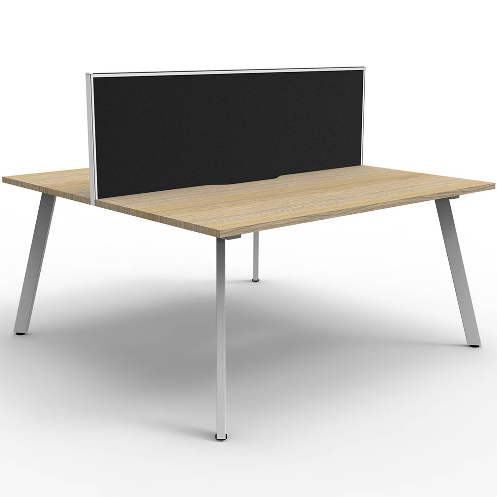 RAPIDLINE ETERNITY WORKSTATION 2 PERSON BACK TO BACK 1200 X 750MM WITH SCREEN NATURAL OAK / WHITE SATIN