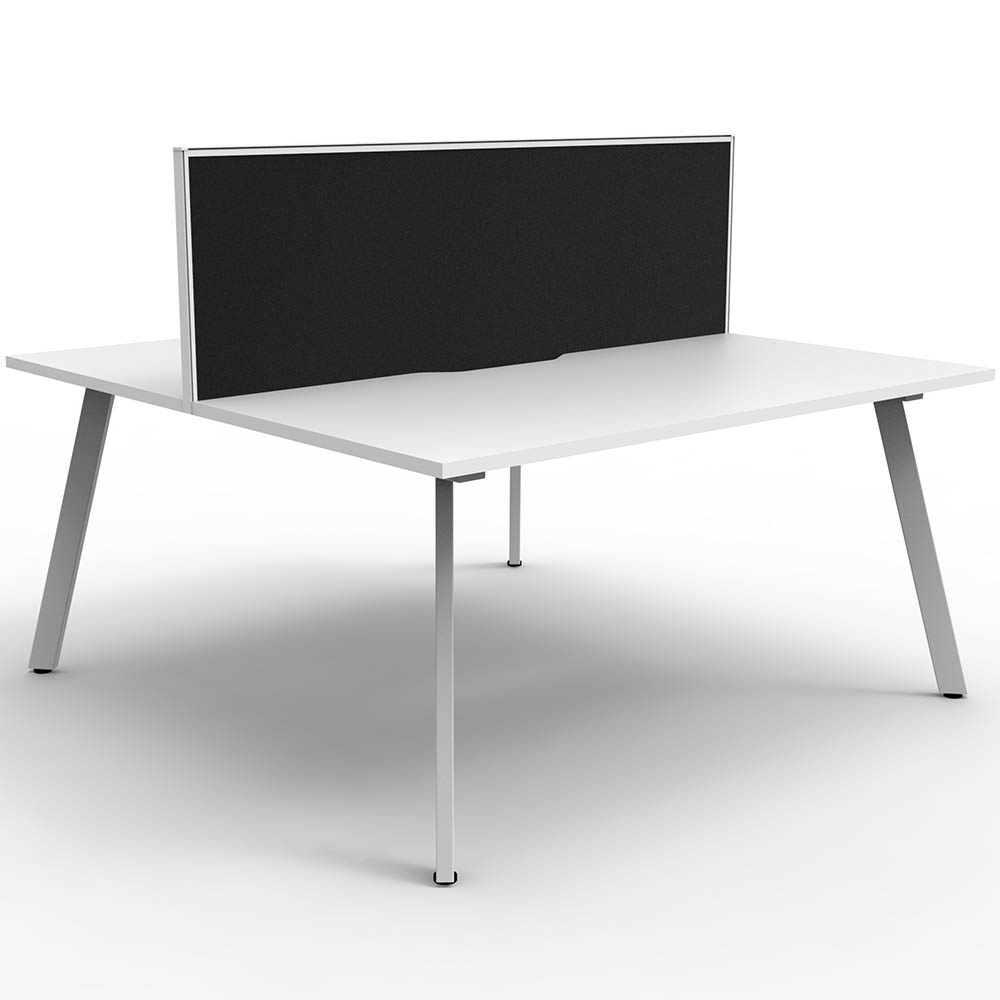 RAPIDLINE ETERNITY WORKSTATION 2 PERSON BACK TO BACK 1200 X 750MM WITH SCREEN NATURAL WHITE / WHITE SATIN