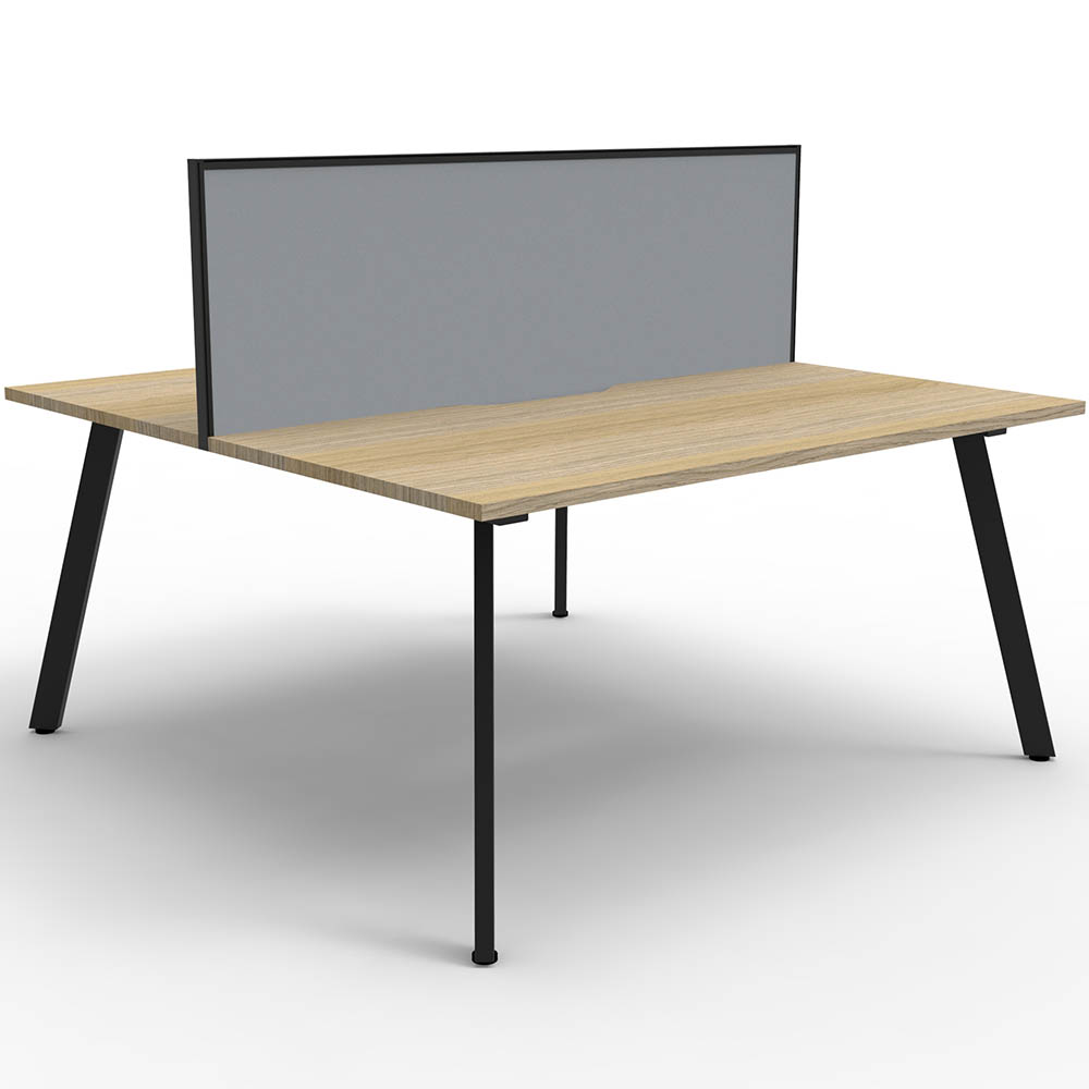 RAPIDLINE ETERNITY WORKSTATION 2 PERSON BACK TO BACK 1800 X 750MM WITH SCREEN NATURAL OAK / BLACK