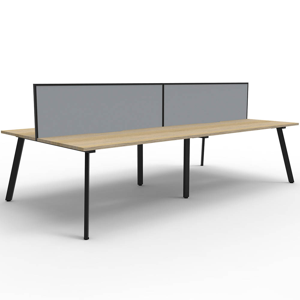 RAPIDLINE ETERNITY WORKSTATION 4 PERSON BACK TO BACK 1200 X 750MM WITH SCREEN NATURAL OAK / BLACK