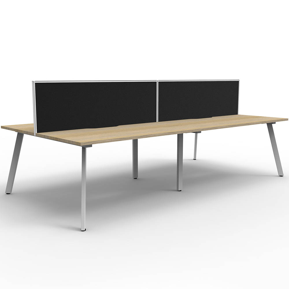 RAPIDLINE ETERNITY WORKSTATION 4 PERSON BACK TO BACK 1200 X 750MM WITH SCREEN NATURAL OAK / WHITE SATIN