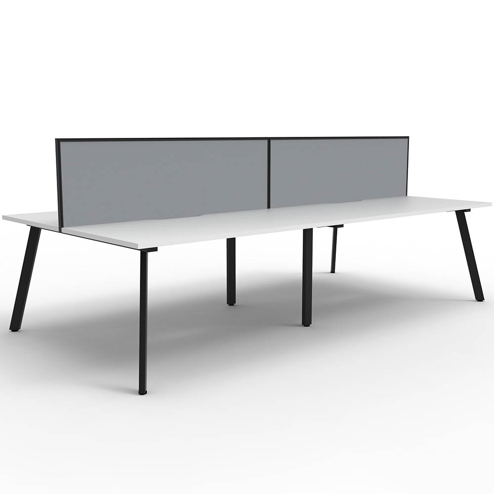 RAPIDLINE ETERNITY WORKSTATION 4 PERSON BACK TO BACK 1200 X 750MM WITH SCREEN NATURAL WHITE / BLACK