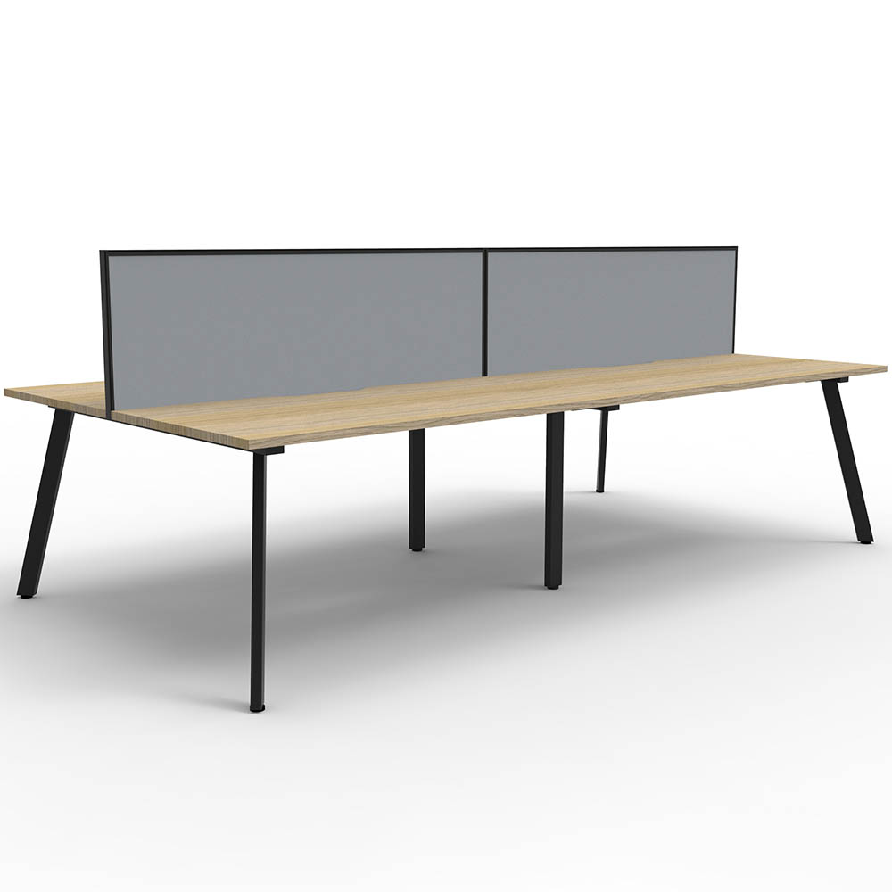RAPIDLINE ETERNITY WORKSTATION 4 PERSON BACK TO BACK 1800 X 750MM WITH SCREEN NATURAL OAK / BLACK