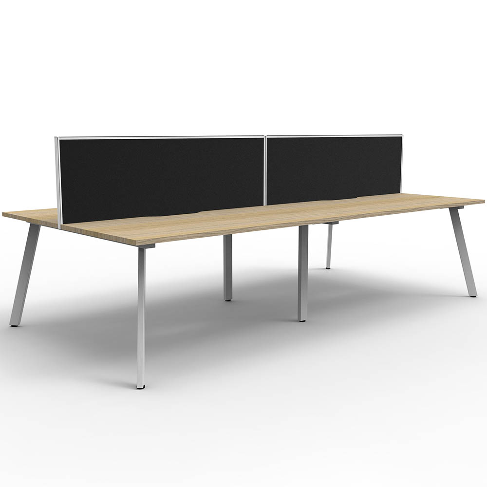 RAPIDLINE ETERNITY WORKSTATION 4 PERSON BACK TO BACK 1800 X 750MM WITH SCREEN NATURAL OAK / WHITE SATIN