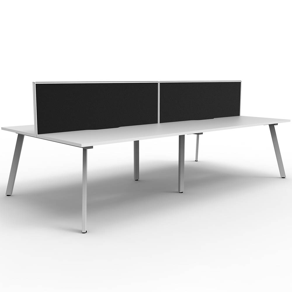 RAPIDLINE ETERNITY WORKSTATION 4 PERSON BACK TO BACK 1800 X 750MM WITH SCREEN NATURAL WHITE / WHITE SATIN