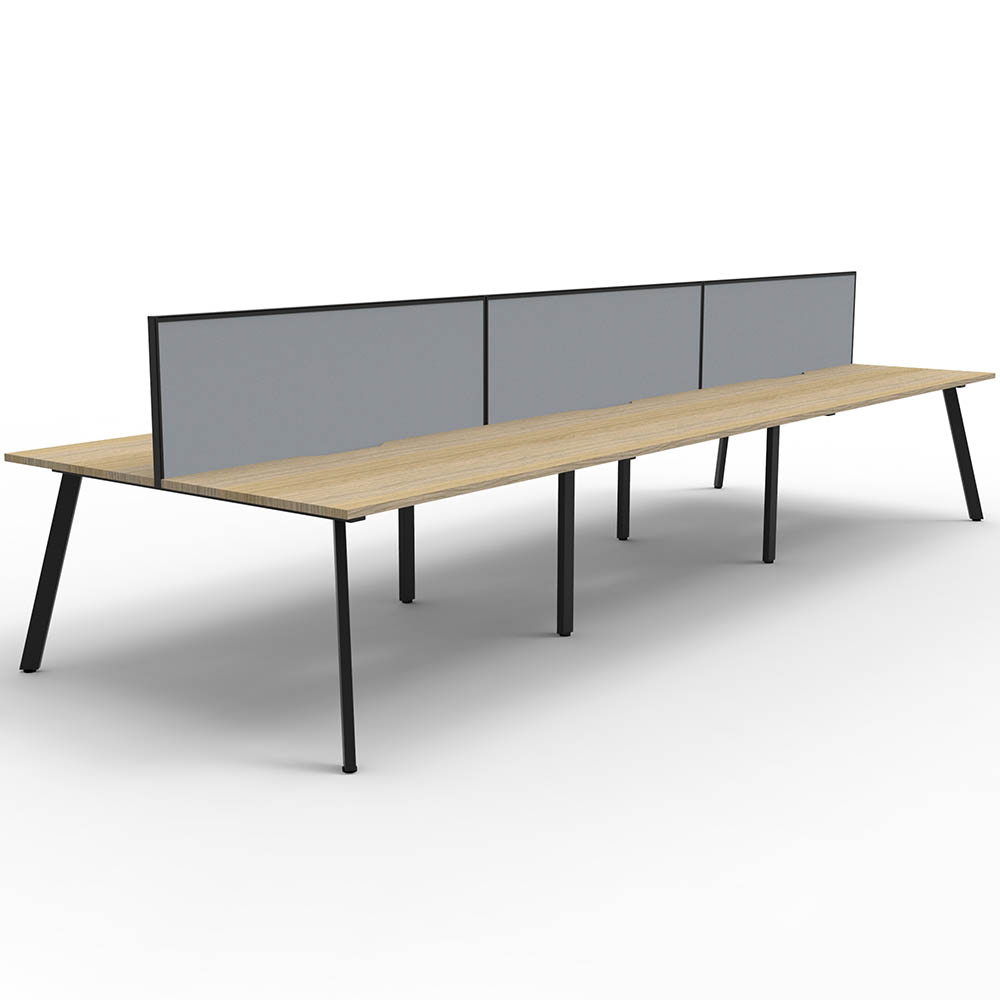 RAPIDLINE ETERNITY WORKSTATION 6 PERSON BACK TO BACK 1200 X 750MM WITH SCREEN NATURAL OAK / BLACK