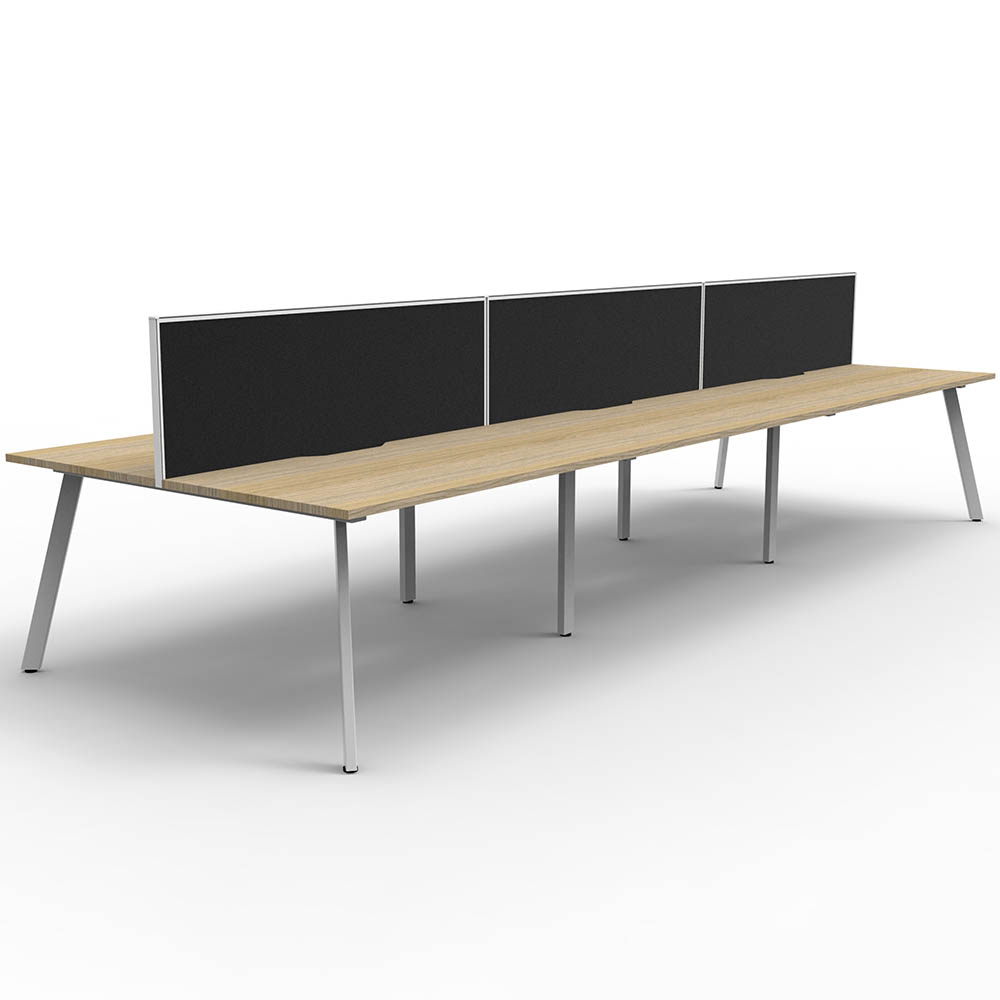 RAPIDLINE ETERNITY WORKSTATION 6 PERSON BACK TO BACK 1200 X 750MM WITH SCREEN NATURAL OAK / WHITE SATIN
