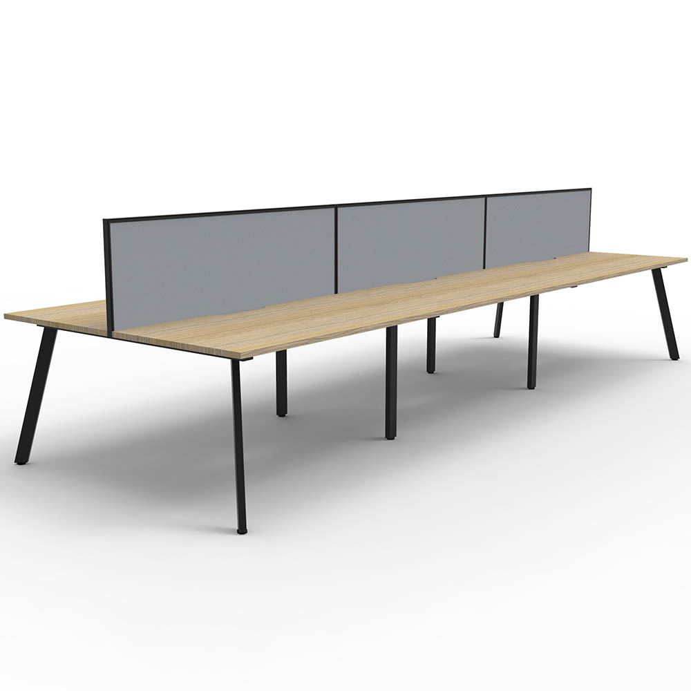 RAPIDLINE ETERNITY WORKSTATION 6 PERSON BACK TO BACK 1500 X 750MM WITH SCREEN NATURAL OAK / BLACK