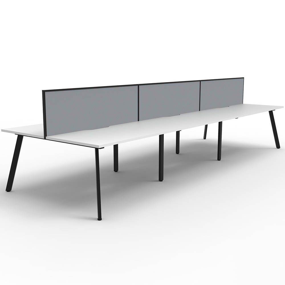 RAPIDLINE ETERNITY WORKSTATION 6 PERSON BACK TO BACK 1500 X 750MM WITH SCREEN NATURAL WHITE / BLACK