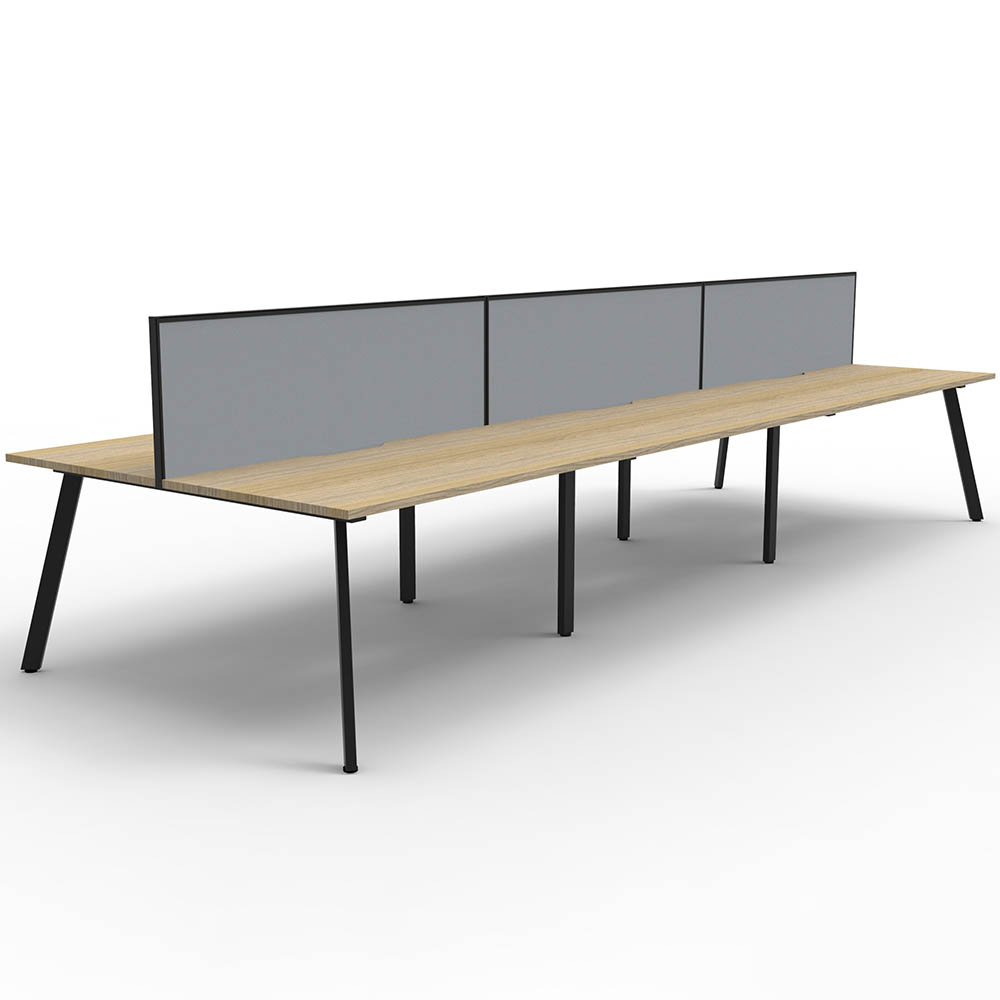 RAPIDLINE ETERNITY WORKSTATION 6 PERSON BACK TO BACK 1800 X 750MM WITH SCREEN NATURAL OAK / BLACK