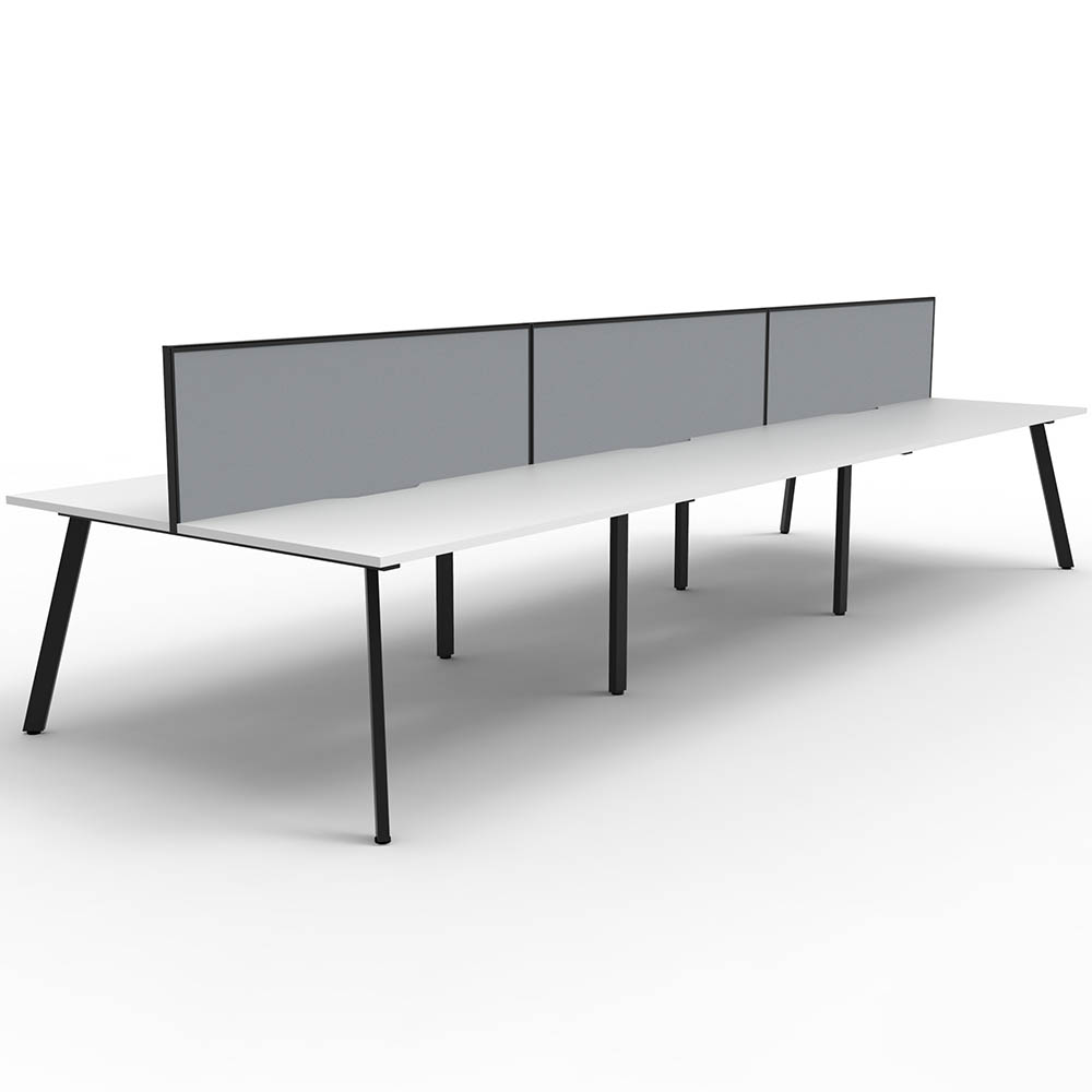 RAPIDLINE ETERNITY WORKSTATION 6 PERSON BACK TO BACK 1800 X 750MM WITH SCREEN NATURAL WHITE / BLACK