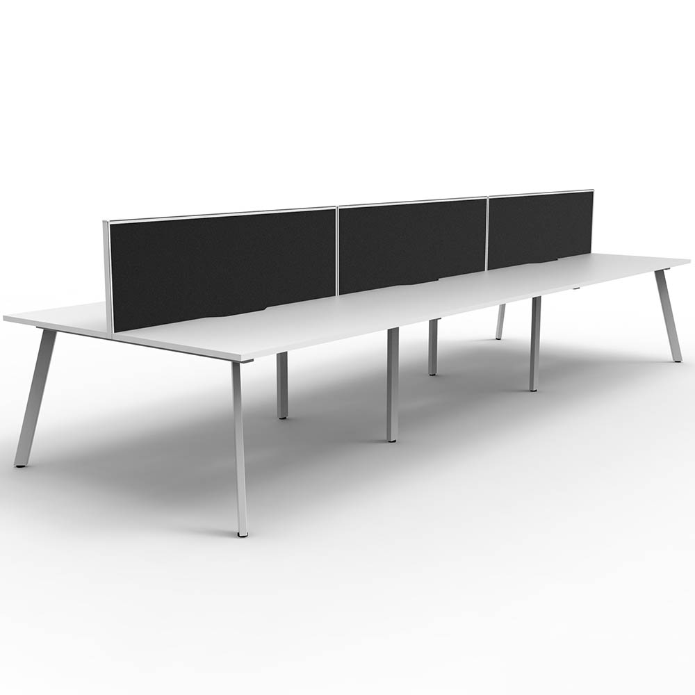RAPIDLINE ETERNITY WORKSTATION 6 PERSON BACK TO BACK 1800 X 750MM WITH SCREEN NATURAL WHITE / WHITE SATIN