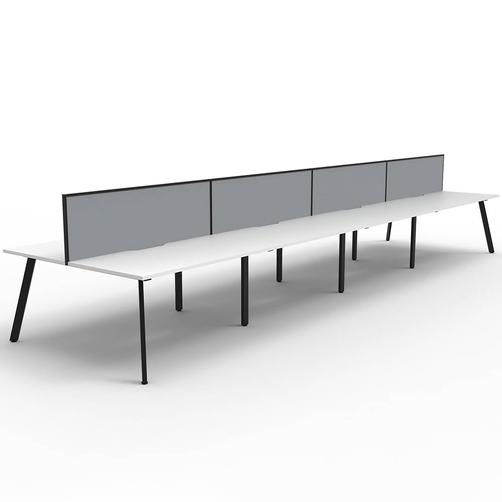 RAPIDLINE ETERNITY WORKSTATION 8 PERSON BACK TO BACK 1200 X 750MM WITH SCREEN NATURAL WHITE / BLACK