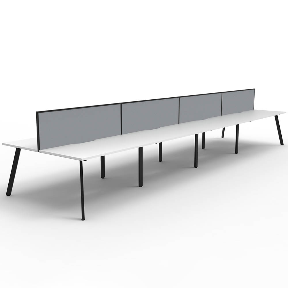 RAPIDLINE ETERNITY WORKSTATION 8 PERSON BACK TO BACK 1500 X 750MM WITH SCREEN NATURAL WHITE / BLACK