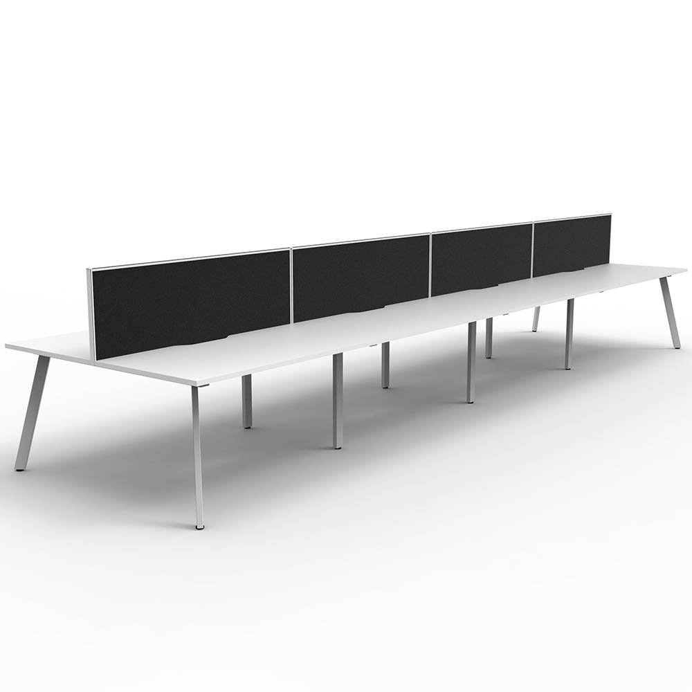 RAPIDLINE ETERNITY WORKSTATION 8 PERSON BACK TO BACK 1500 X 750MM WITH SCREEN NATURAL WHITE / WHITE SATIN