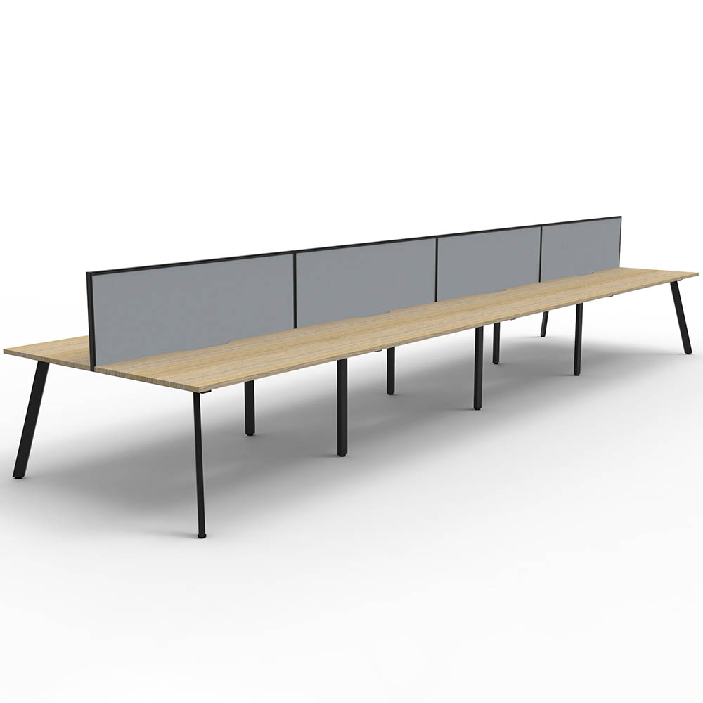 RAPIDLINE ETERNITY WORKSTATION 8 PERSON BACK TO BACK 1800 X 750MM WITH SCREEN NATURAL OAK / BLACK