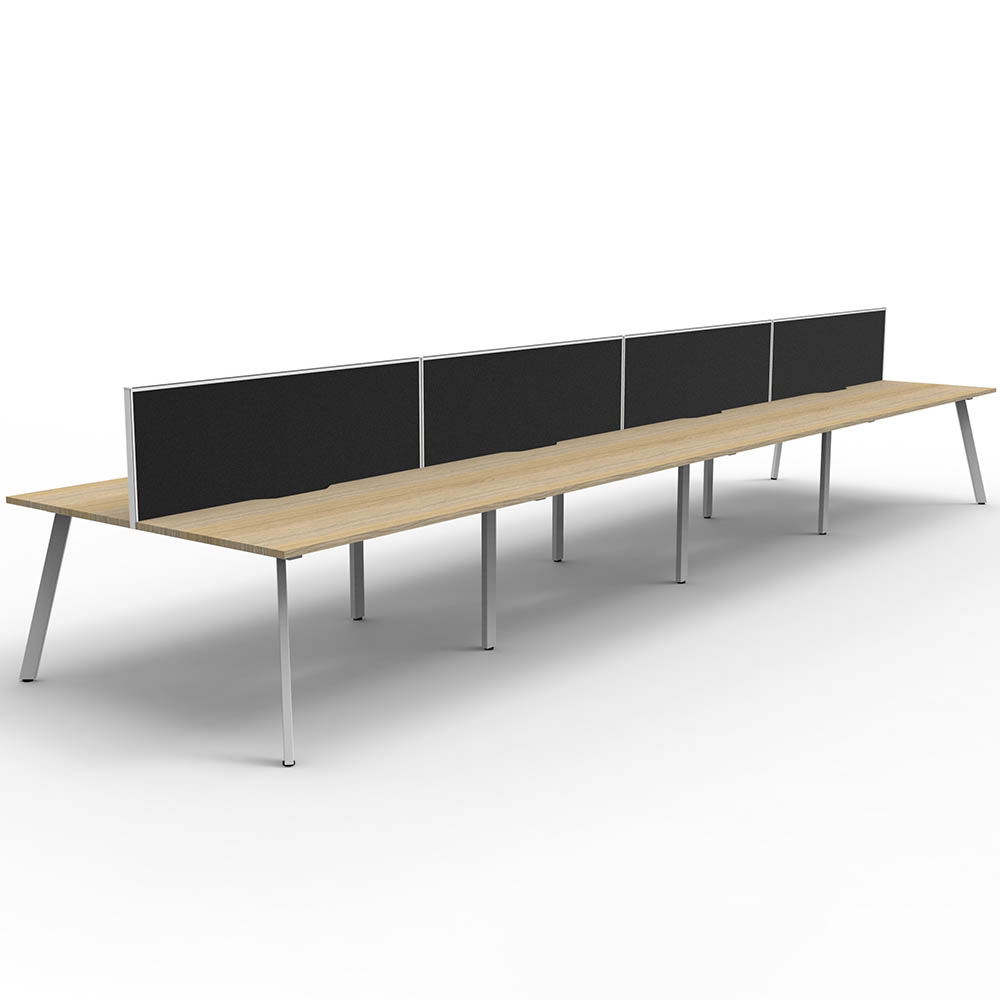 RAPIDLINE ETERNITY WORKSTATION 8 PERSON BACK TO BACK 1800 X 750MM WITH SCREEN NATURAL OAK / WHITE SATIN