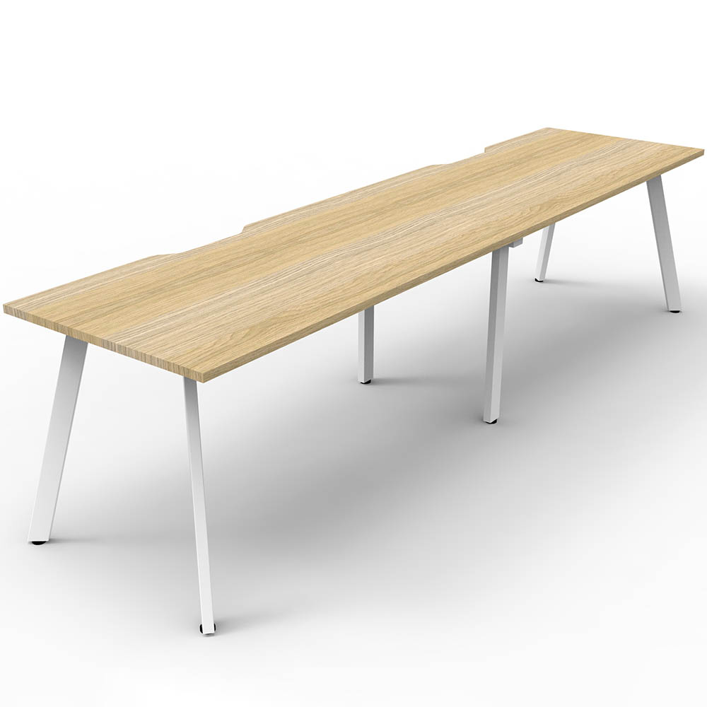 RAPIDLINE ETERNITY WORKSTATION 2 PERSON 1200 X 750MM NATURAL OAK / WHITE SATIN