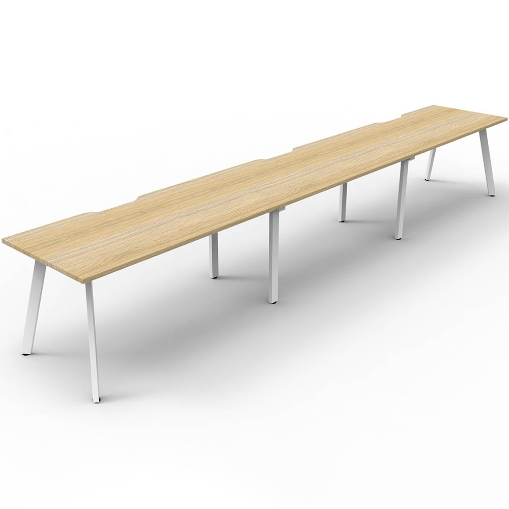 RAPIDLINE ETERNITY WORKSTATION 3 PERSON 1200 X 750MM NATURAL OAK / WHITE SATIN