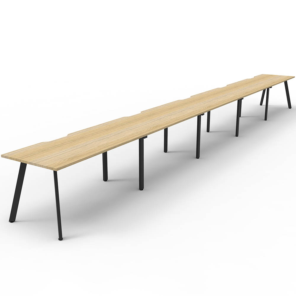 RAPIDLINE ETERNITY WORKSTATION 5 PERSON 1200 X 750MM NATURAL OAK / BLACK