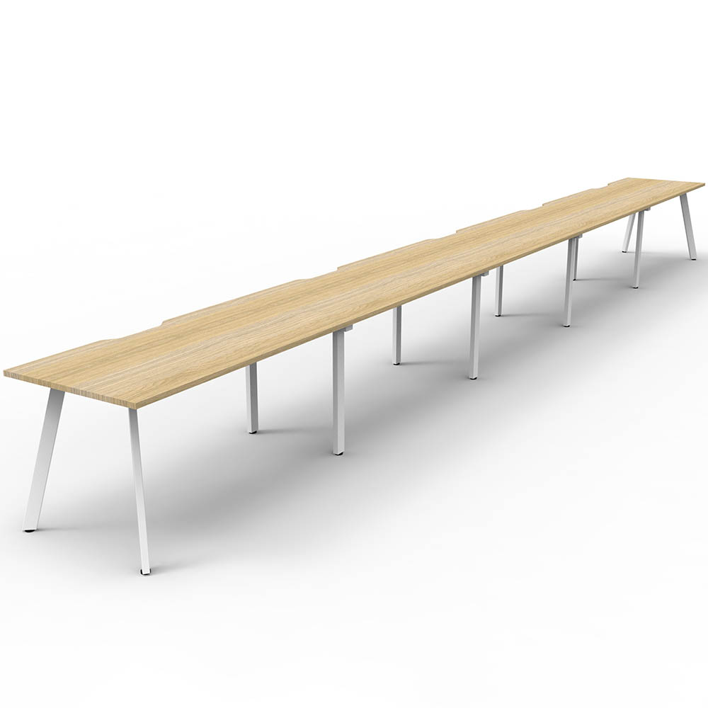 RAPIDLINE ETERNITY WORKSTATION 5 PERSON 1500 X 750MM NATURAL OAK / WHITE SATIN
