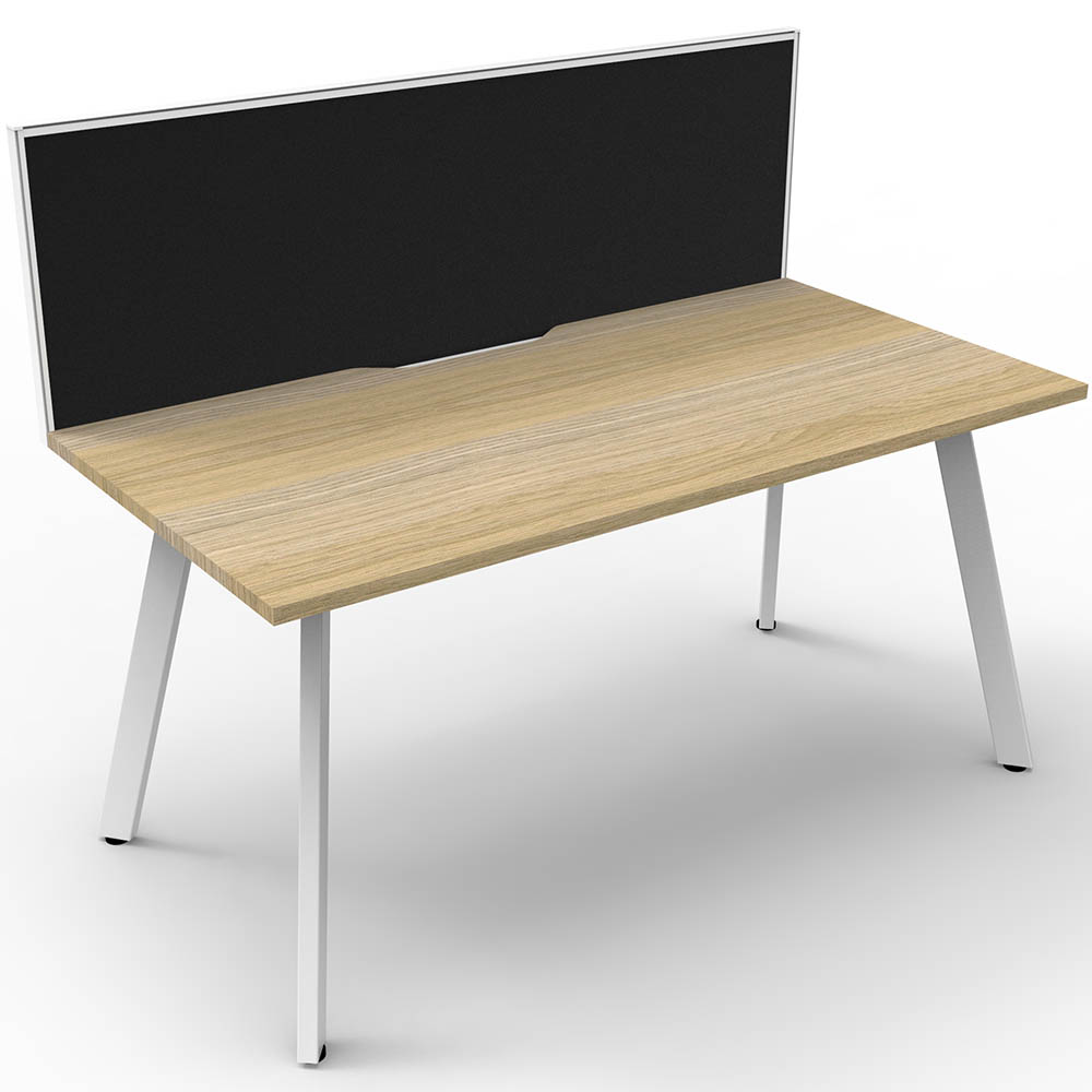 RAPIDLINE ETERNITY WORKSTATION 1 PERSON 1200 X 750MM WITH SCREEN NATURAL OAK / WHITE SATIN
