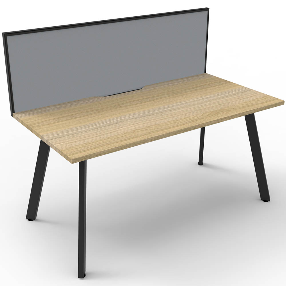 RAPIDLINE ETERNITY WORKSTATION 1 PERSON 1500 X 750MM WITH SCREEN NATURAL OAK / BLACK