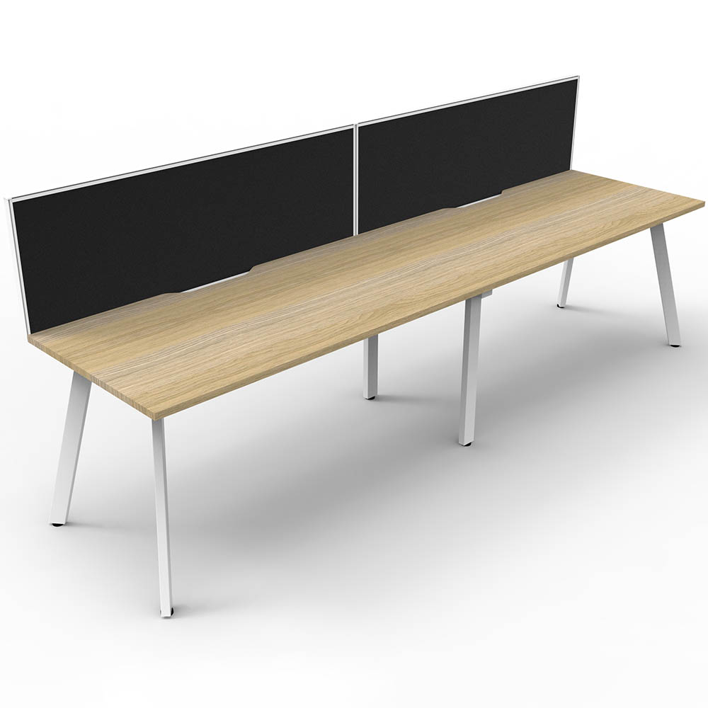 RAPIDLINE ETERNITY WORKSTATION 2 PERSON 1200 X 750MM WITH SCREEN NATURAL OAK / WHITE SATIN
