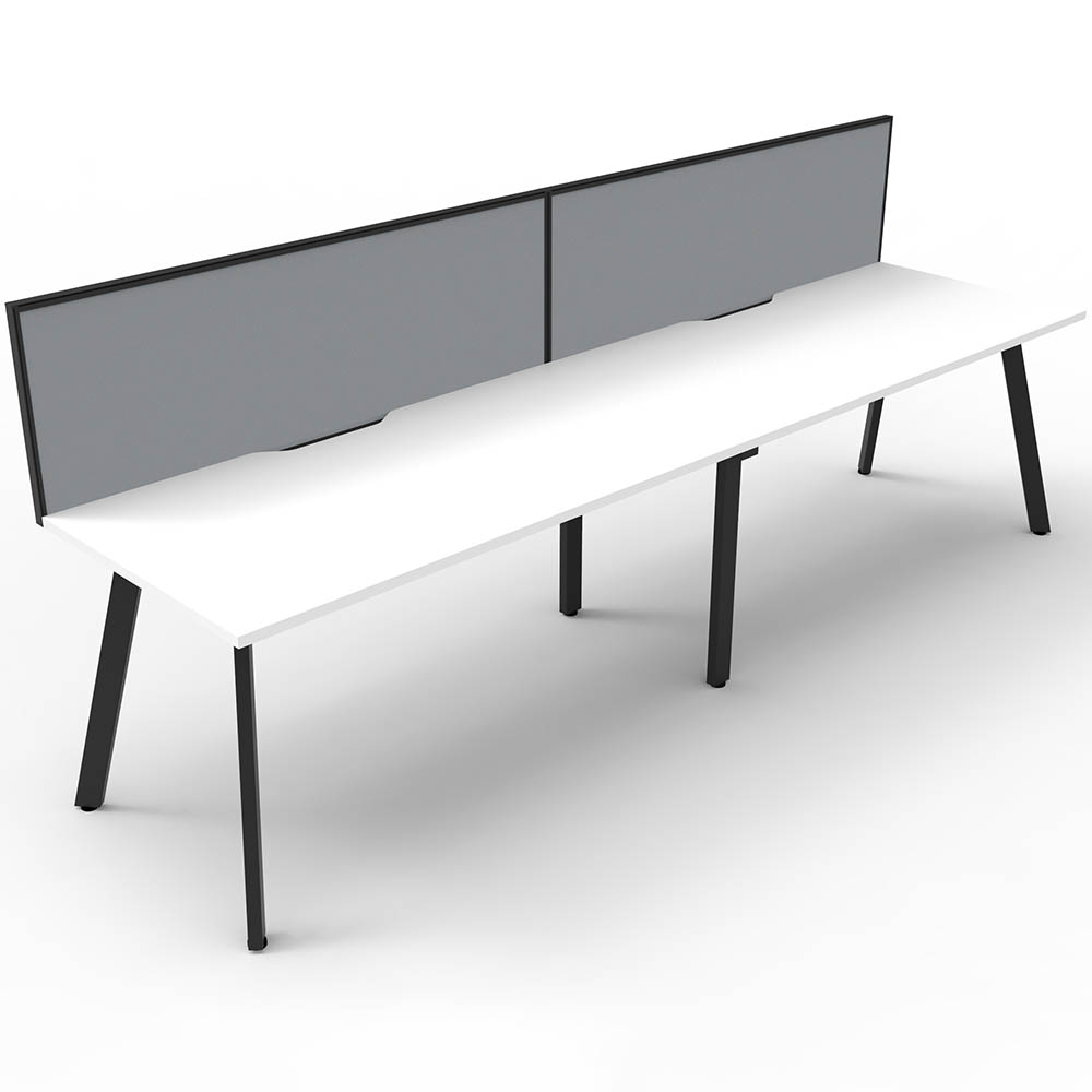 RAPIDLINE ETERNITY WORKSTATION 2 PERSON 1200 X 750MM WITH SCREEN NATURAL WHITE / BLACK