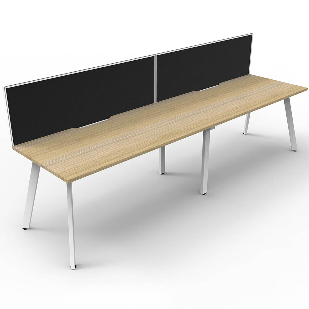 RAPIDLINE ETERNITY WORKSTATION 2 PERSON 1500 X 750MM WITH SCREEN NATURAL OAK / WHITE SATIN