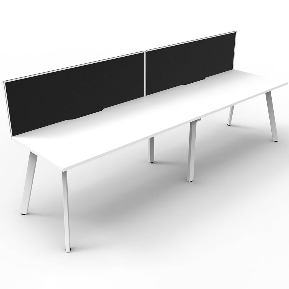 RAPIDLINE ETERNITY WORKSTATION 2 PERSON 1500 X 750MM WITH SCREEN NATURAL WHITE / WHITE SATIN