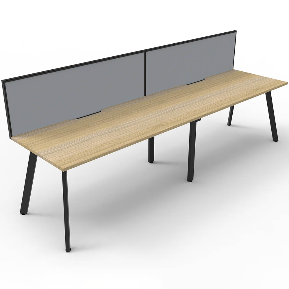 RAPIDLINE ETERNITY WORKSTATION 2 PERSON 1800 X 750MM WITH SCREEN NATURAL OAK / BLACK