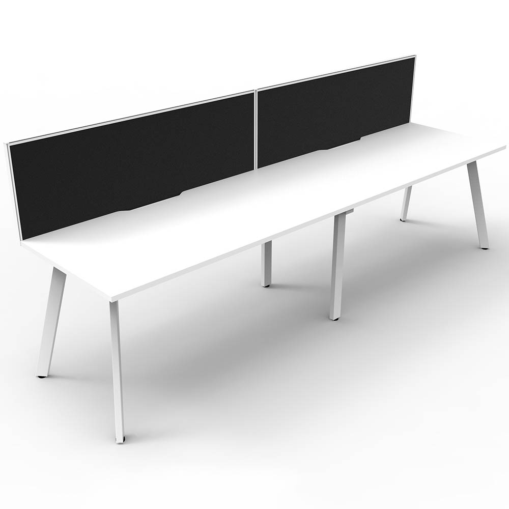 RAPIDLINE ETERNITY WORKSTATION 2 PERSON 1800 X 750MM WITH SCREEN NATURAL WHITE / WHITE SATIN