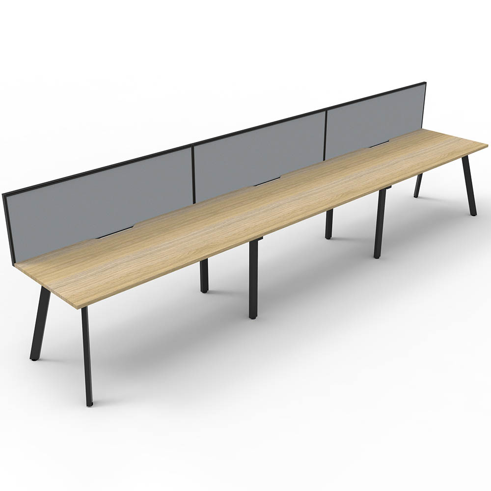 RAPIDLINE ETERNITY WORKSTATION 3 PERSON 1200 X 750MM WITH SCREEN NATURAL OAK / BLACK