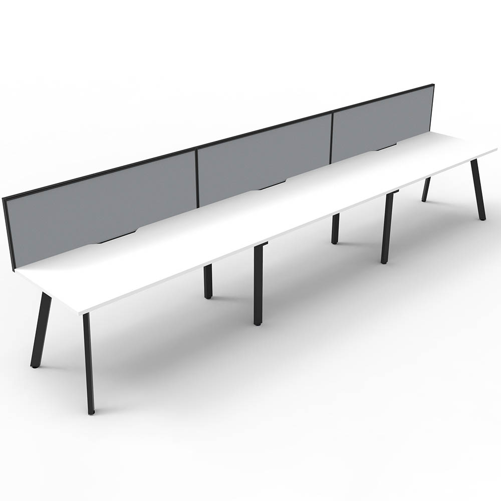 RAPIDLINE ETERNITY WORKSTATION 3 PERSON 1200 X 750MM WITH SCREEN NATURAL WHITE / BLACK