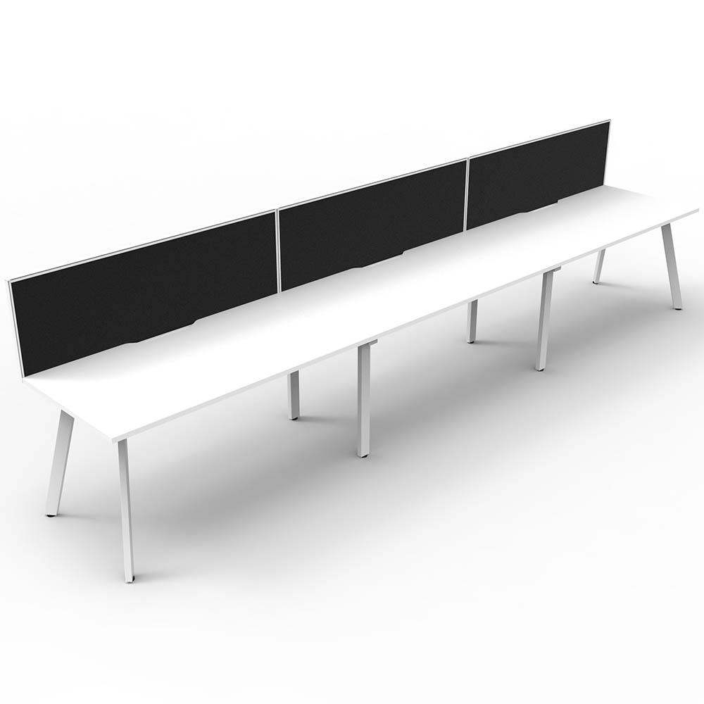 RAPIDLINE ETERNITY WORKSTATION 3 PERSON 1200 X 750MM WITH SCREEN NATURAL WHITE / WHITE SATIN