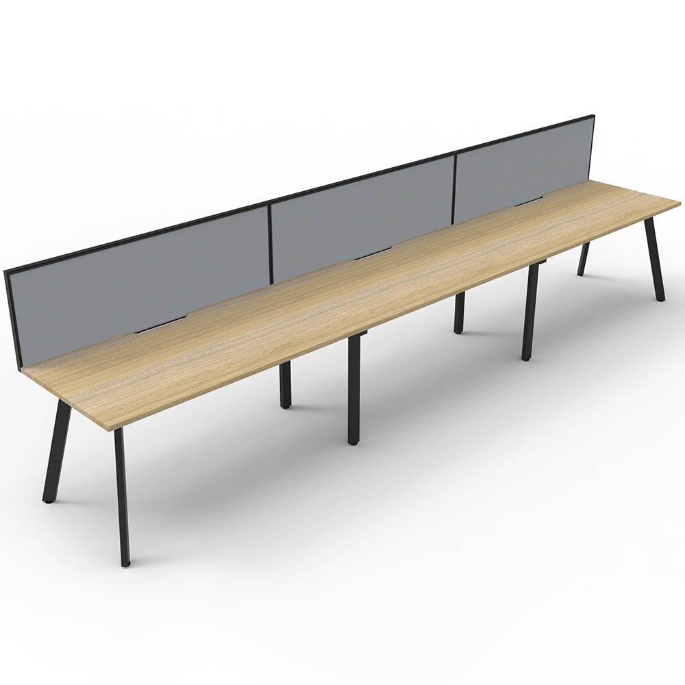 RAPIDLINE ETERNITY WORKSTATION 3 PERSON 1500 X 750MM WITH SCREEN NATURAL OAK / BLACK