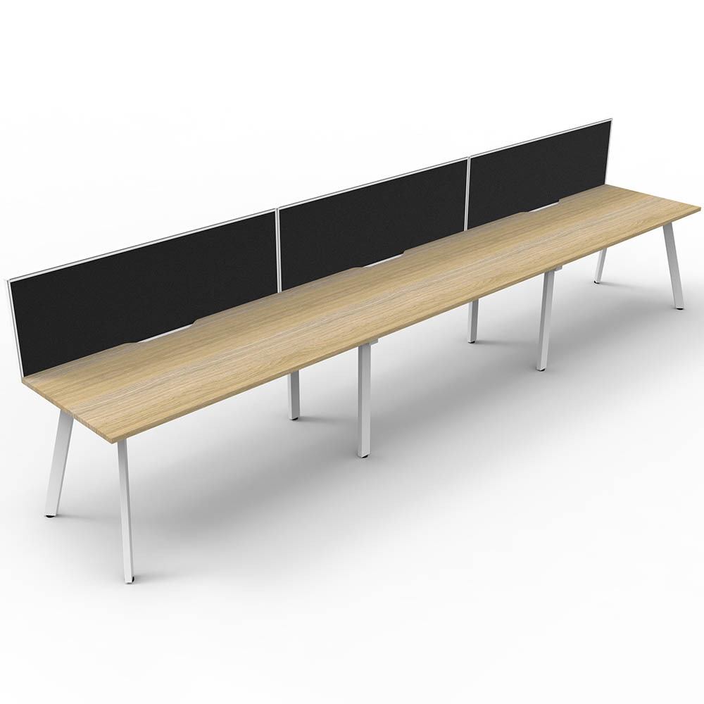 RAPIDLINE ETERNITY WORKSTATION 3 PERSON 1500 X 750MM WITH SCREEN NATURAL OAK / WHITE SATIN